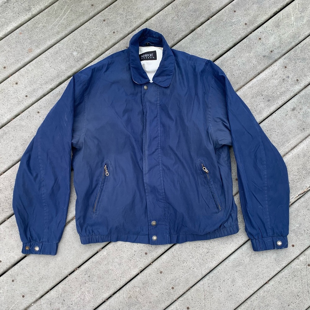 Vintage 90s Classic Blue Windbreaker | Lightweight Varsity Golf Jacket